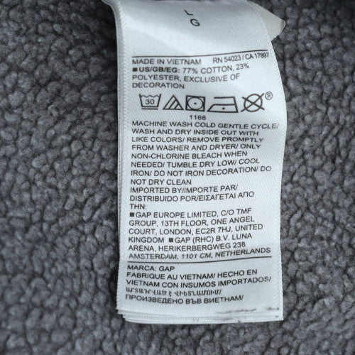 GAP Men Grey Logo Crew Neck Fleece L Pullover Sweatshirt