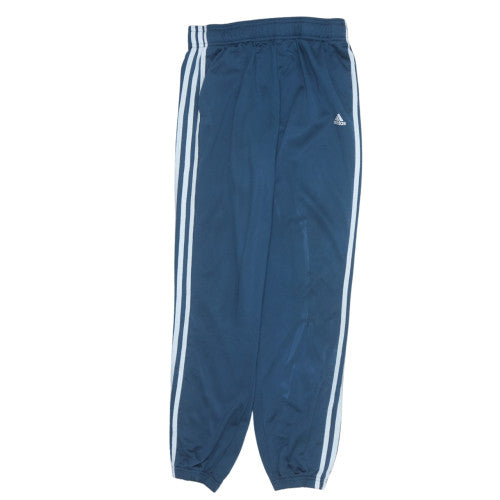 Adidas Boys Blue Track Pants 10-11 Years Regular Fit Elastic Waist