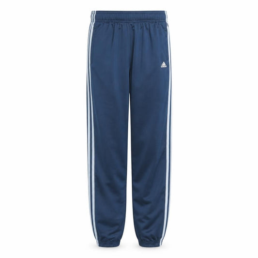 Front view of Adidas boys’ blue track pants 10-11 years regular fit elastic waist