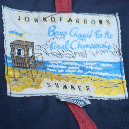 John O'Farrows Men's Blue Red Hooded Parka Jacket Medium Cotton Nautical