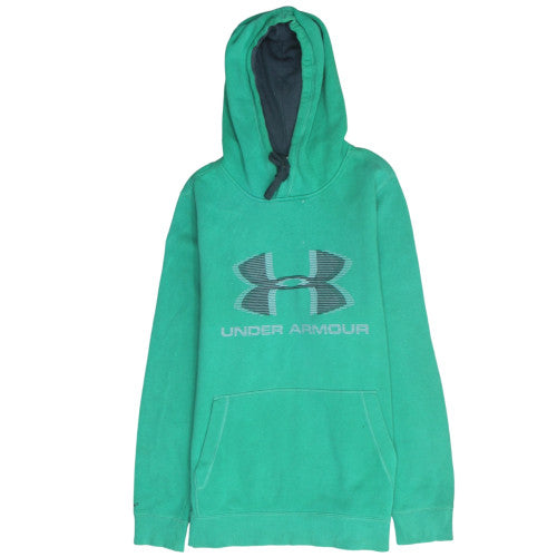 Under Armour Mens Green Pullover Hoodie M Loose Fit Graphic Print