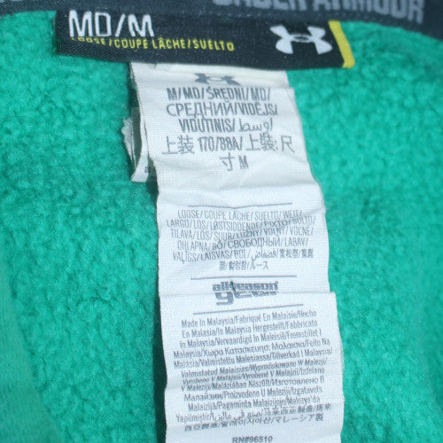 Under Armour Mens Green Pullover Hoodie M Loose Fit Graphic Print