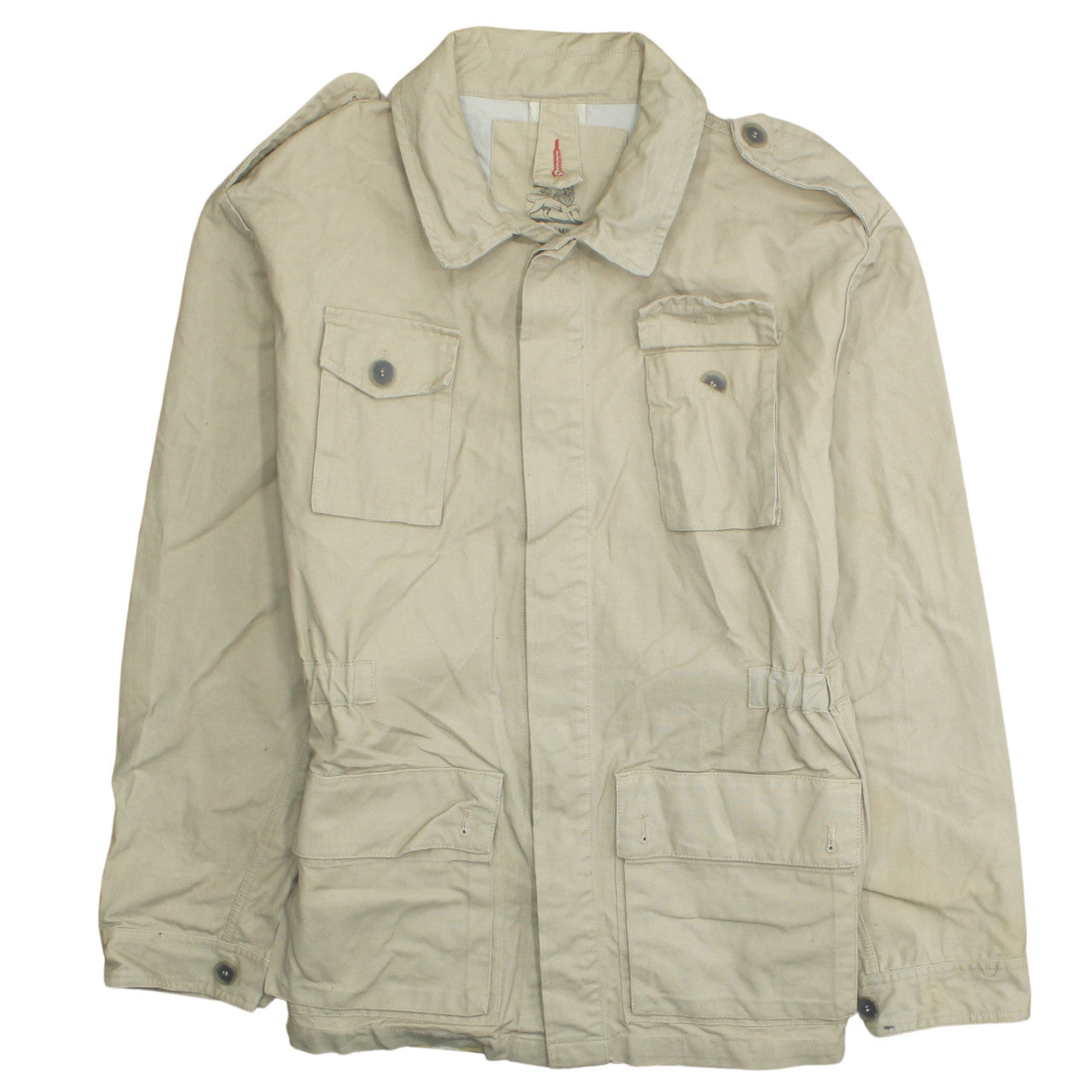 Abrams Men's Beige 2XL Cotton Military Jacket with Pockets