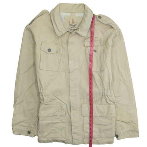 Abrams Men's Beige 2XL Cotton Military Jacket with Pockets