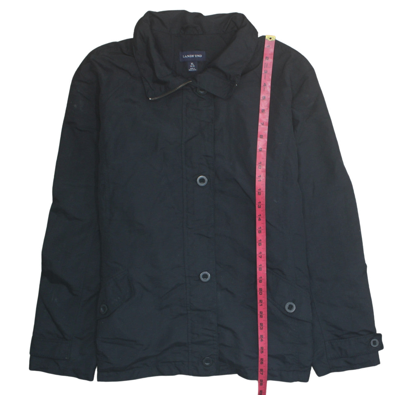 Lands' End Men's Black XL Rain Coat Waterproof Jacket