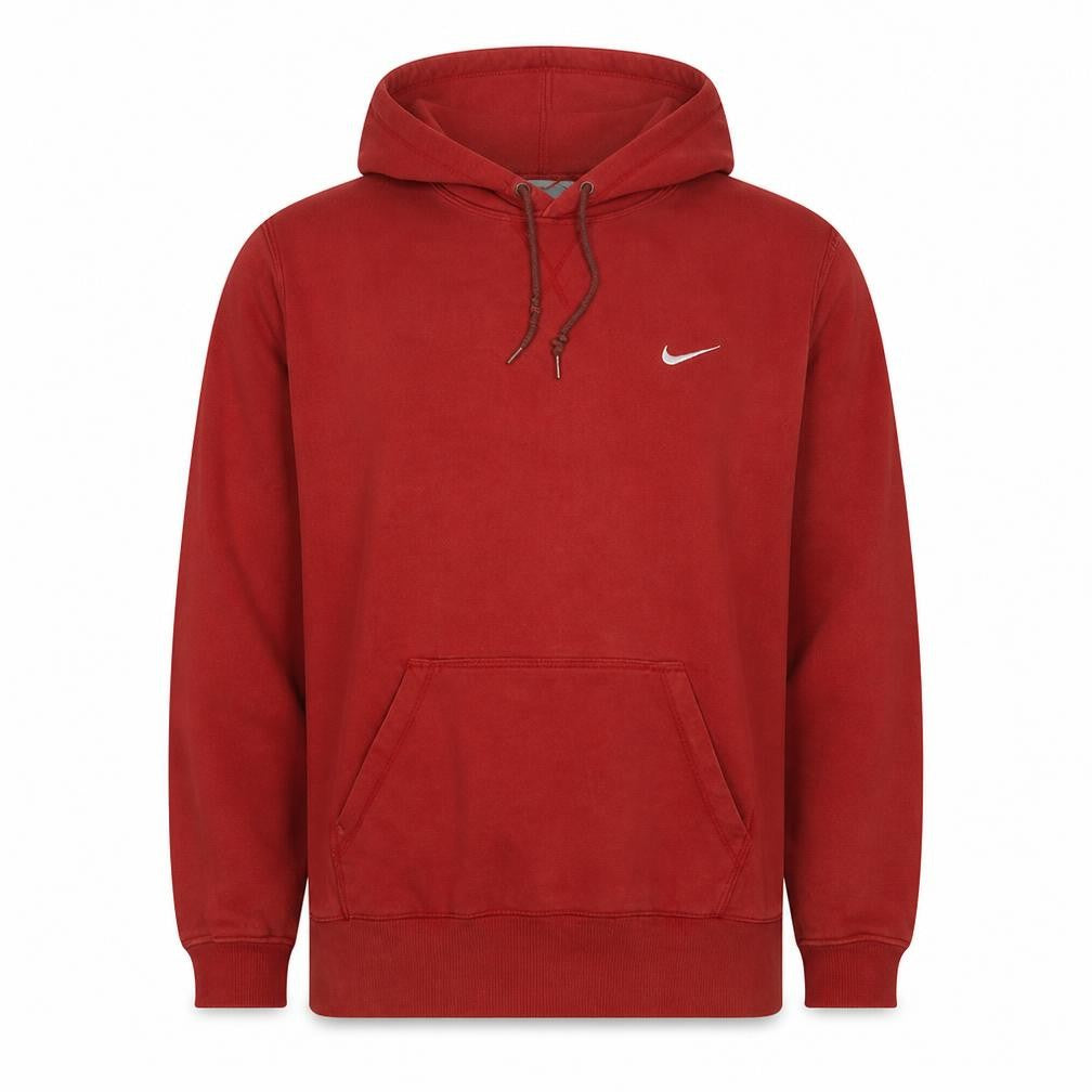 Front view of Nike Men's Red Pullover Hoodie M Regular Fit Fleece Sweatshirt