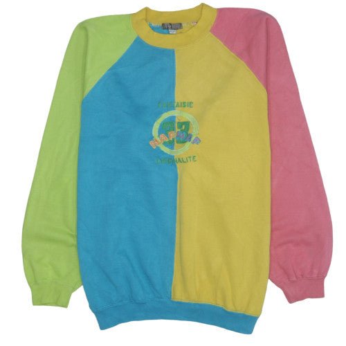 NAF NAF Womens Multicoloured Colourblock Sweatshirt M Vintage 80s Crew Neck