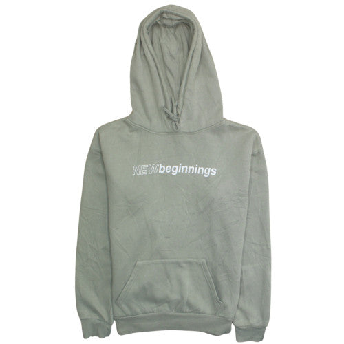 Primark Womens Green Pullover Hoodie XS 'NEW Beginnings' Fleece