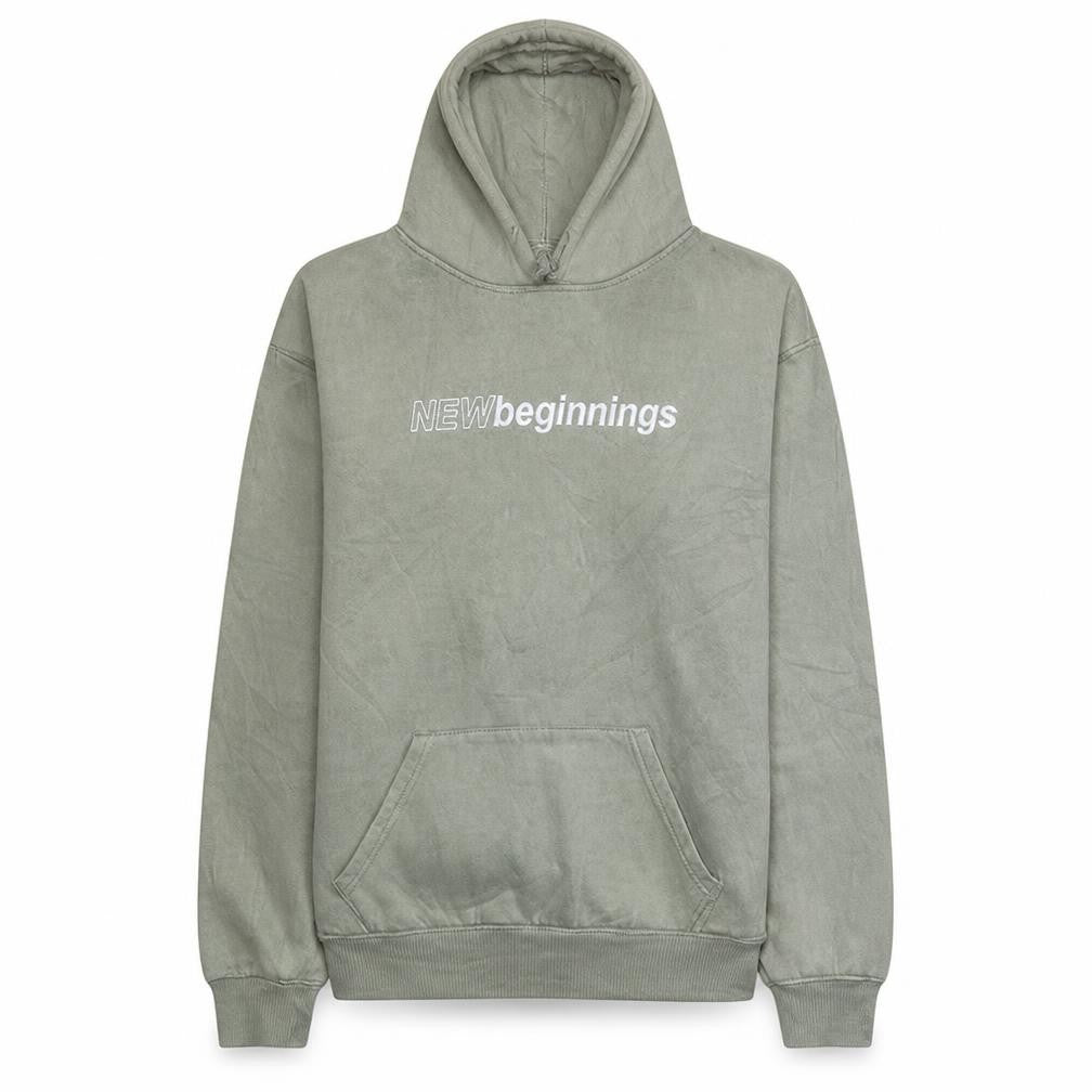 Front view of Primark women’s green pullover hoodie xs 'new beginnings' fleece