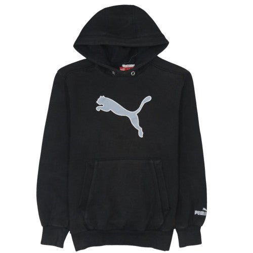 Puma Men's Black Small Pullover Hoodie with Logo Graphic Print