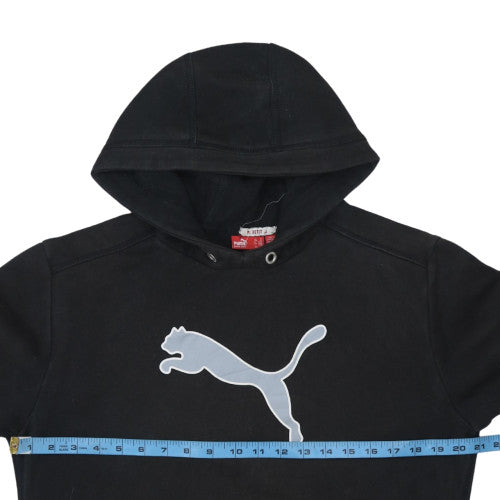 Puma Men's Black Small Pullover Hoodie with Logo Graphic Print