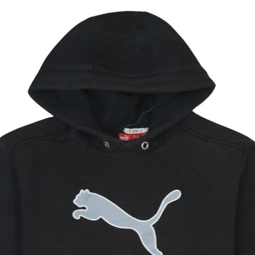 Puma Men's Black Small Pullover Hoodie with Logo Graphic Print