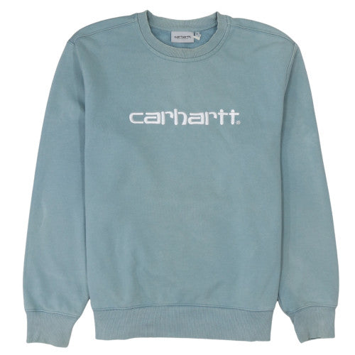 Carhartt Men's Blue Logo Crew Neck Sweatshirt Size M