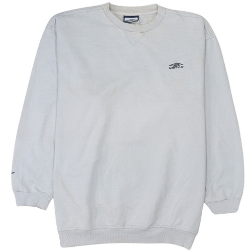 Umbro Mens White Sweatshirt Small Crew Neck Pullover Vintage Sportswear
