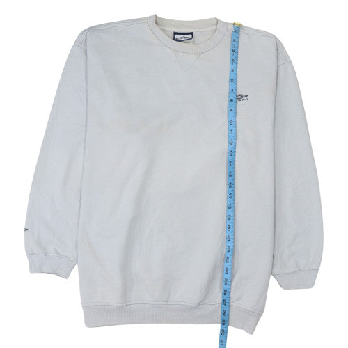 Umbro Mens White Sweatshirt Small Crew Neck Pullover Vintage Sportswear