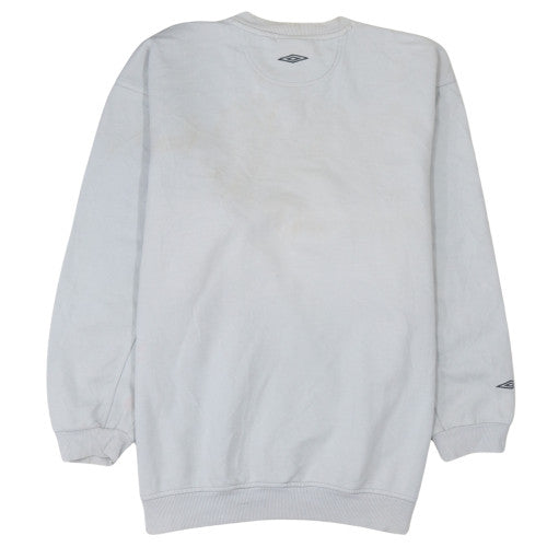 Umbro Mens White Sweatshirt Small Crew Neck Pullover Vintage Sportswear