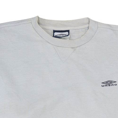 Umbro Mens White Sweatshirt Small Crew Neck Pullover Vintage Sportswear