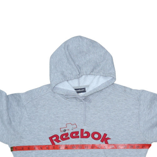 Reebok Essentials Women's Grey Pullover Hoodie Size L Embroidered Logo