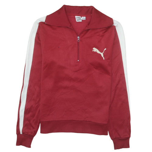 Puma Mens Red 1/2 Zip Collared Sports Sweatshirt L Vintage