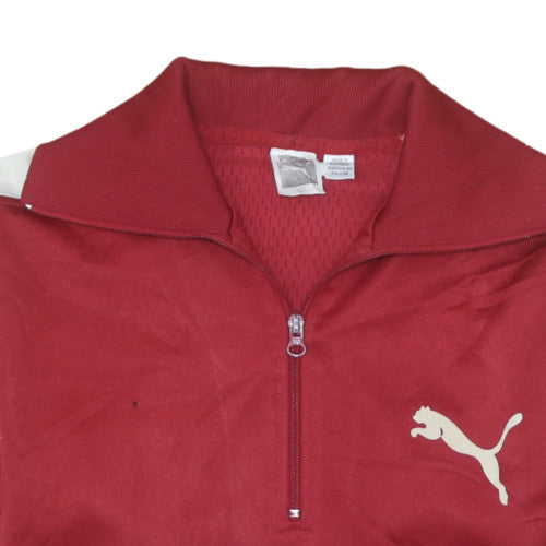 Puma Mens Red 1/2 Zip Collared Sports Sweatshirt L Vintage