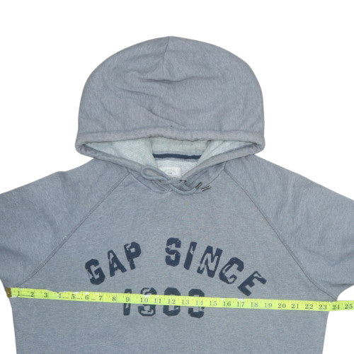 GAP Mens Grey Pullover Hoodie L Logo Print Fleece Sweatshirt