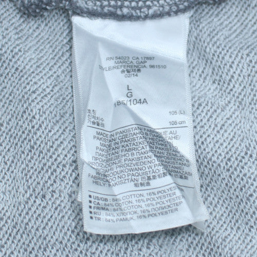 GAP Mens Grey Pullover Hoodie L Logo Print Fleece Sweatshirt