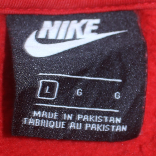 Nike Men's Red Pullover Hoodie L Fleece Sports Logo Sweatshirt