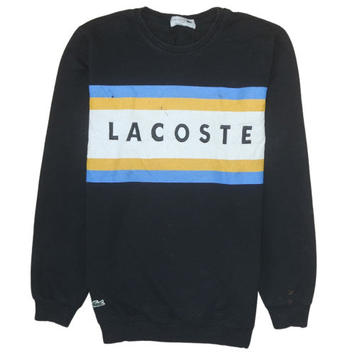 Lacoste Men's Black Slim Fit Logo Stripe Pullover Sweatshirt L