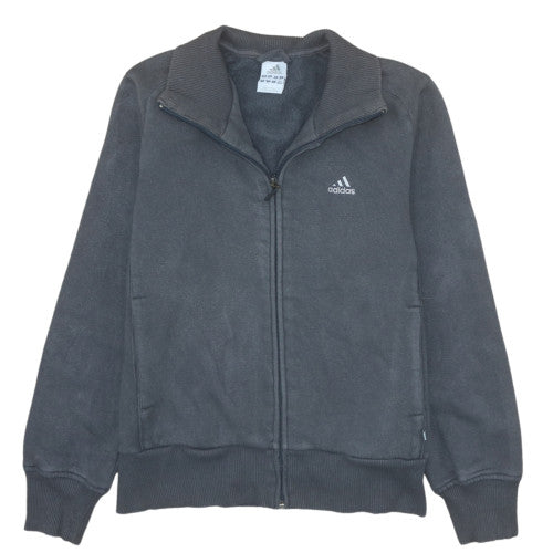 Adidas Women Grey Full Zip Sweatshirt Size 12 Fleece Lined Classic