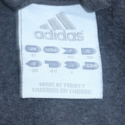 Adidas Women Grey Full Zip Sweatshirt Size 12 Fleece Lined Classic