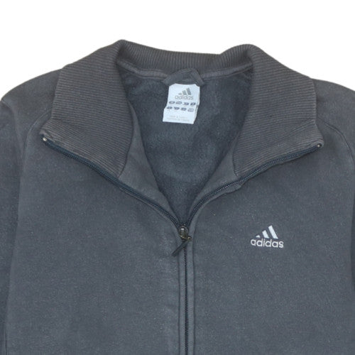 Adidas Women Grey Full Zip Sweatshirt Size 12 Fleece Lined Classic