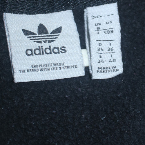 Adidas Women Black 1/4 Zip Sweatshirt UK 8 Classic Logo Pullover
