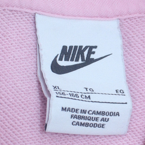 Nike Womens Pink Pullover Hoodie XL Relaxed Fit Cotton Blend Sweatshirt