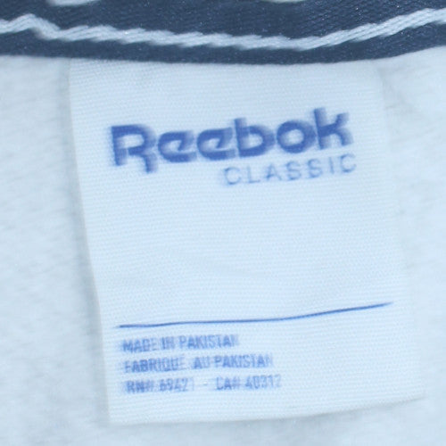 Reebok Men's White Half Zip Pullover Hoodie Size M Fleece Sportswear