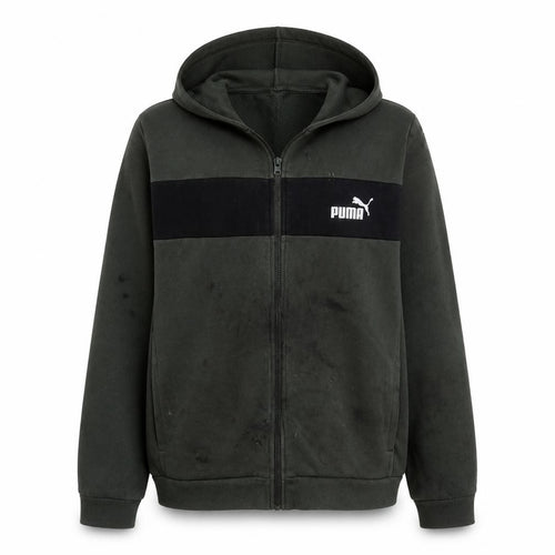 Puma Men’s Green Full Zip Hoodie XL Marksman Logo Style