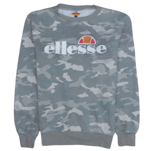 Ellesse Womens Grey Camouflage Crew Neck Sweatshirt UK 12