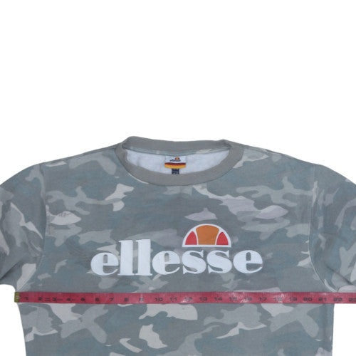 Ellesse Womens Grey Camouflage Crew Neck Sweatshirt UK 12