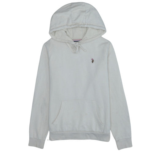 U.S. Polo Assn Women White Seed Pearl Hoodie M Cotton Blend Pullover