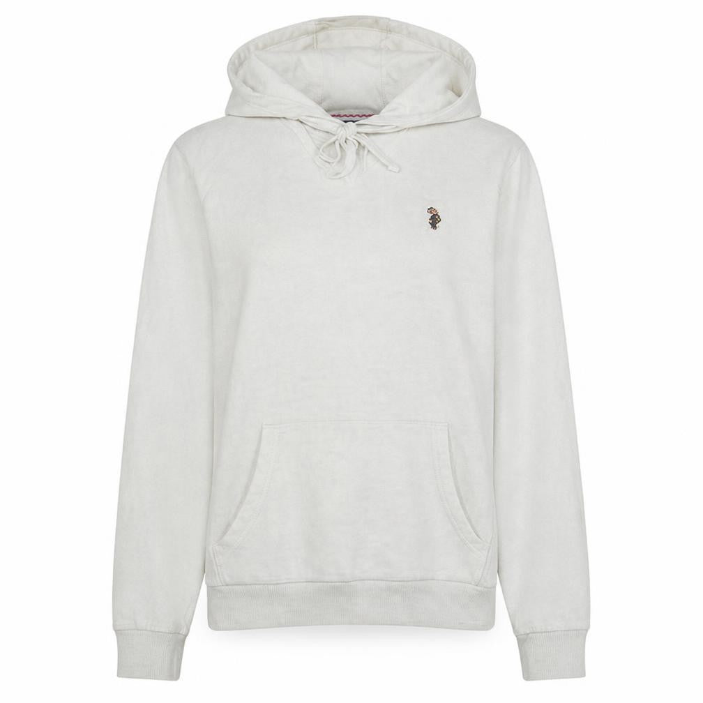 U.S. Polo Assn Women White Seed Pearl Hoodie M Cotton Blend Pullover