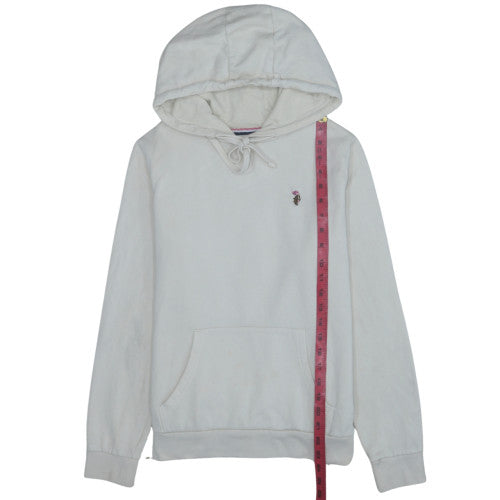 U.S. Polo Assn Women White Seed Pearl Hoodie M Cotton Blend Pullover
