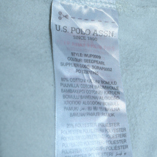 U.S. Polo Assn Women White Seed Pearl Hoodie M Cotton Blend Pullover