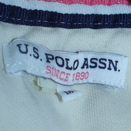 U.S. Polo Assn Women White Seed Pearl Hoodie M Cotton Blend Pullover
