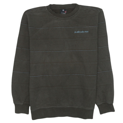 Quiksilver Teens Black Stripe Crew Neck Pullover Sweatshirt Size 14