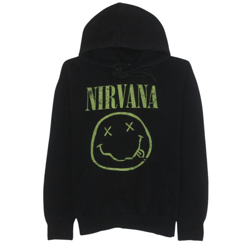 boohooMAN Men's Black Nirvana Pullover Hoodie Size L Graphic Fleece