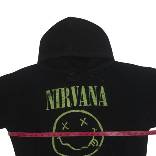 boohooMAN Men's Black Nirvana Pullover Hoodie Size L Graphic Fleece