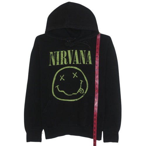 boohooMAN Men's Black Nirvana Pullover Hoodie Size L Graphic Fleece