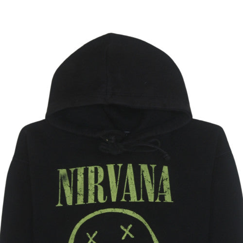 boohooMAN Men's Black Nirvana Pullover Hoodie Size L Graphic Fleece