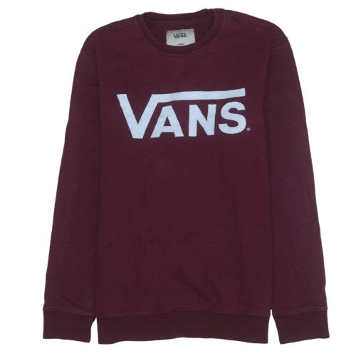 Vans Mens Burgundy Red Logo Crew Neck Pullover Sweatshirt Size L