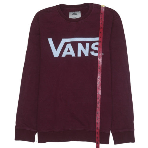 Vans Mens Burgundy Red Logo Crew Neck Pullover Sweatshirt Size L