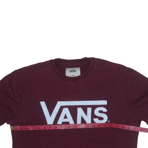 Vans Mens Burgundy Red Logo Crew Neck Pullover Sweatshirt Size L